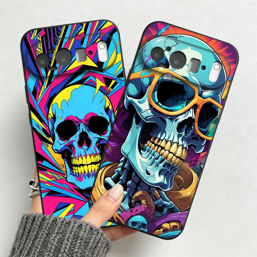 Google Pixel 9 - Neon Pop Art Skull Case for